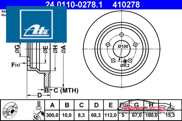 Achat de ATE 24.0110-0278.1 Disque de frein pas chères