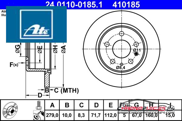 Achat de ATE 24.0110-0185.1 Disque de frein pas chères