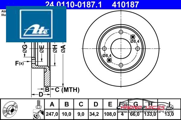 Achat de ATE 24.0110-0187.1 Disque de frein pas chères