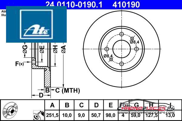 Achat de ATE 24.0110-0190.1 Disque de frein pas chères