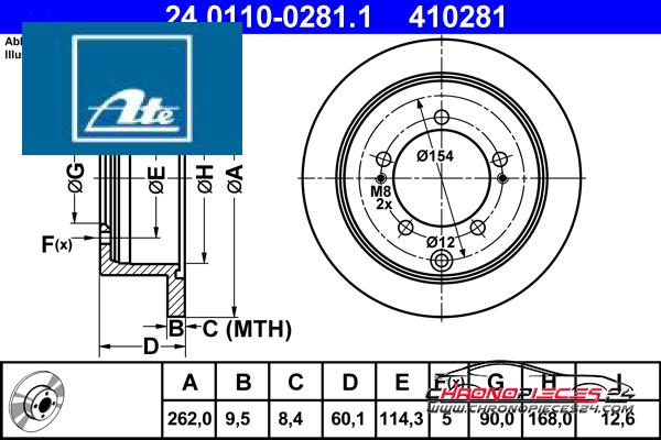 Achat de ATE 24.0110-0281.1 Disque de frein pas chères