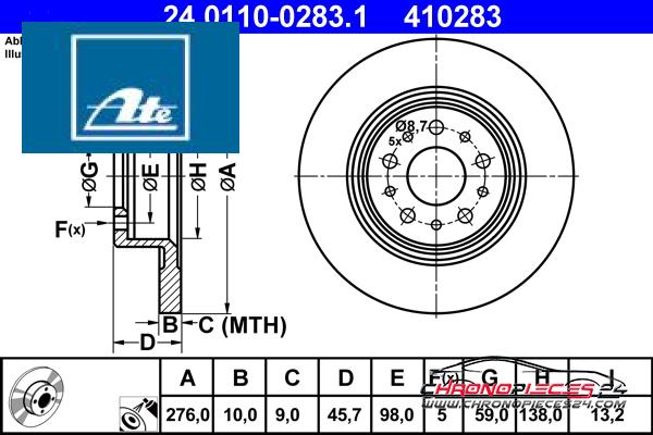 Achat de ATE 24.0110-0283.1 Disque de frein pas chères