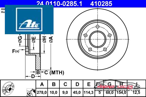 Achat de ATE 24.0110-0285.1 Disque de frein pas chères