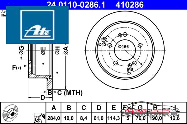 Achat de ATE 24.0110-0286.1 Disque de frein pas chères