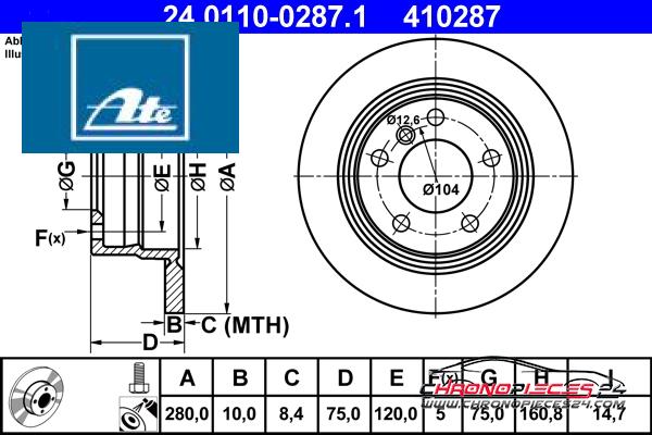 Achat de ATE 24.0110-0287.1 Disque de frein pas chères