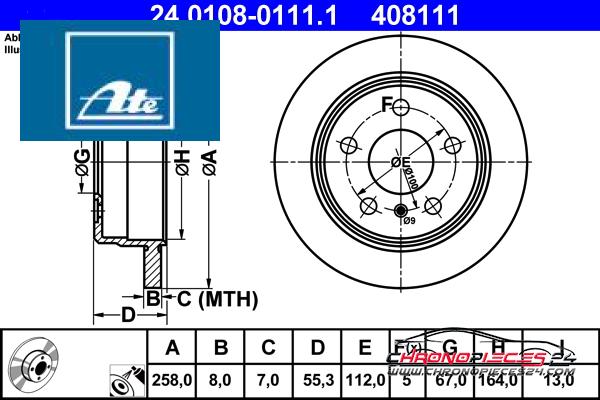 Achat de ATE 24.0108-0111.1 Disque de frein pas chères