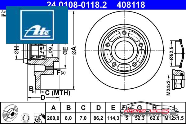 Achat de ATE 24.0108-0118.2 Disque de frein pas chères