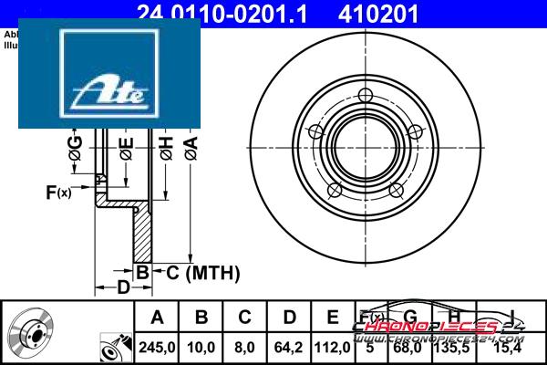 Achat de ATE 24.0110-0201.1 Disque de frein pas chères