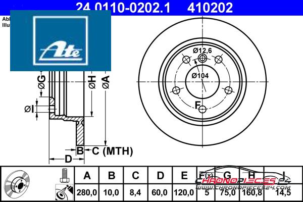 Achat de ATE 24.0110-0202.1 Disque de frein pas chères