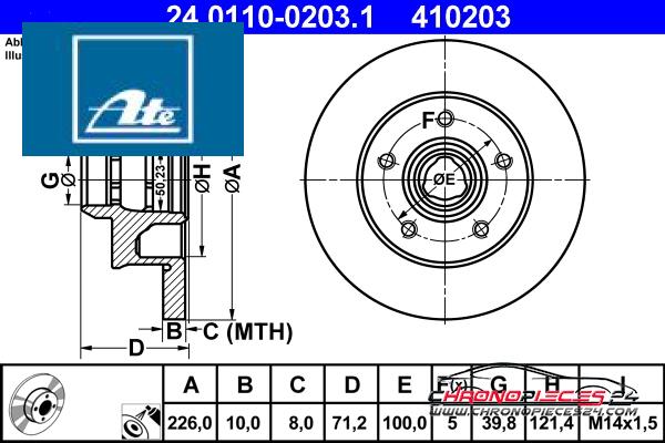 Achat de ATE 24.0110-0203.1 Disque de frein pas chères