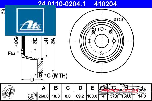 Achat de ATE 24.0110-0204.1 Disque de frein pas chères