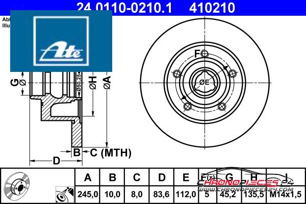 Achat de ATE 24.0110-0210.1 Disque de frein pas chères