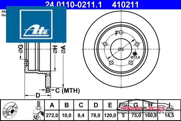 Achat de ATE 24.0110-0211.1 Disque de frein pas chères