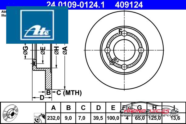 Achat de ATE 24.0109-0124.1 Disque de frein pas chères