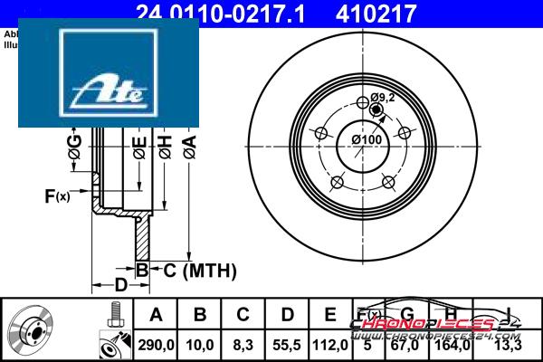 Achat de ATE 24.0110-0217.1 Disque de frein pas chères