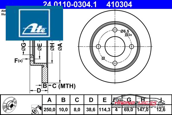 Achat de ATE 24.0110-0304.1 Disque de frein pas chères