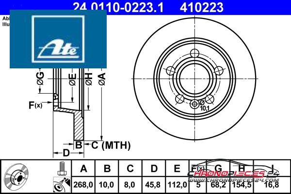 Achat de ATE 24.0110-0223.1 Disque de frein pas chères