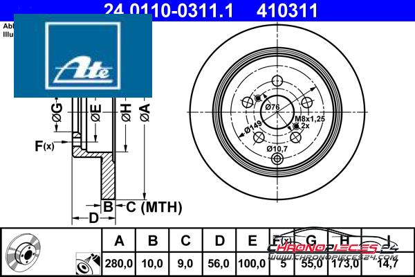 Achat de ATE 24.0110-0311.1 Disque de frein pas chères