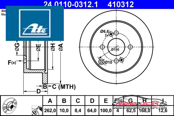 Achat de ATE 24.0110-0312.1 Disque de frein pas chères