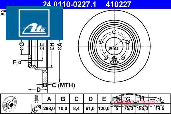Achat de ATE 24.0110-0227.1 Disque de frein pas chères