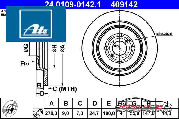 Achat de ATE 24.0109-0142.1 Disque de frein pas chères