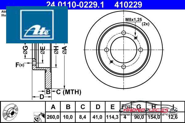 Achat de ATE 24.0110-0229.1 Disque de frein pas chères