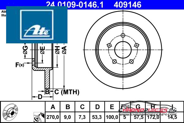 Achat de ATE 24.0109-0146.1 Disque de frein pas chères