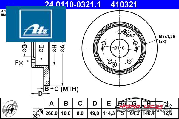 Achat de ATE 24.0110-0321.1 Disque de frein pas chères