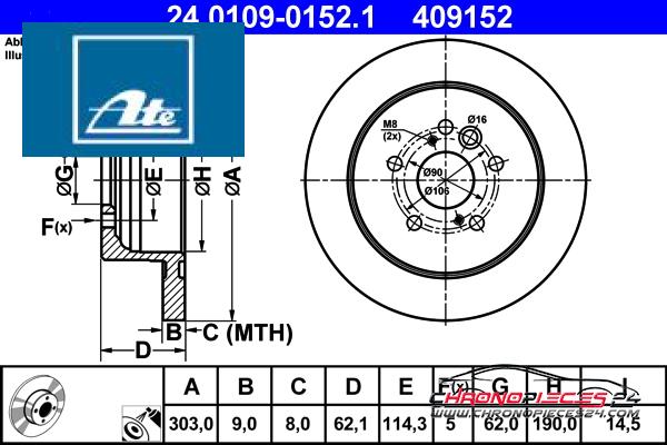 Achat de ATE 24.0109-0152.1 Disque de frein pas chères