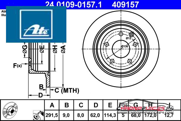 Achat de ATE 24.0109-0157.1 Disque de frein pas chères