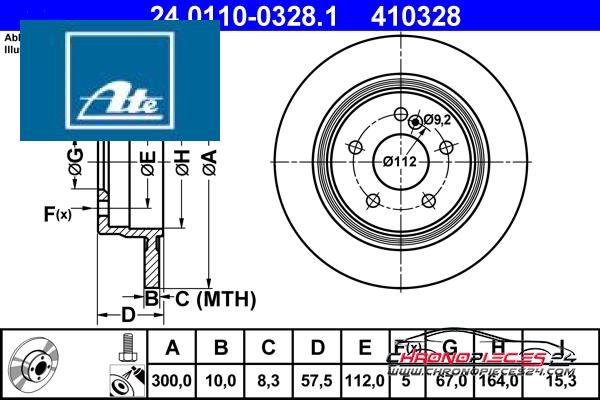 Achat de ATE 24.0110-0328.1 Disque de frein pas chères