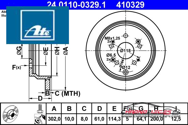 Achat de ATE 24.0110-0329.1 Disque de frein pas chères