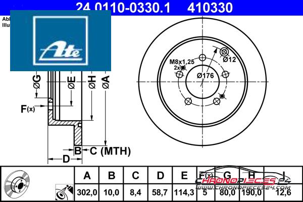 Achat de ATE 24.0110-0330.1 Disque de frein pas chères