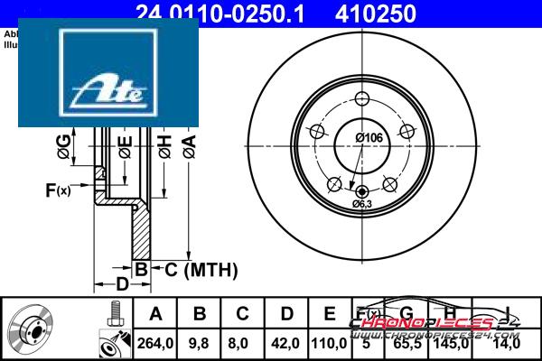 Achat de ATE 24.0110-0250.1 Disque de frein pas chères