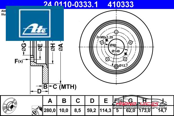 Achat de ATE 24.0110-0333.1 Disque de frein pas chères