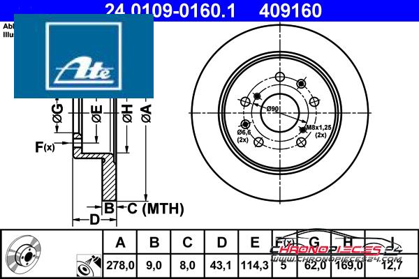 Achat de ATE 24.0109-0160.1 Disque de frein pas chères