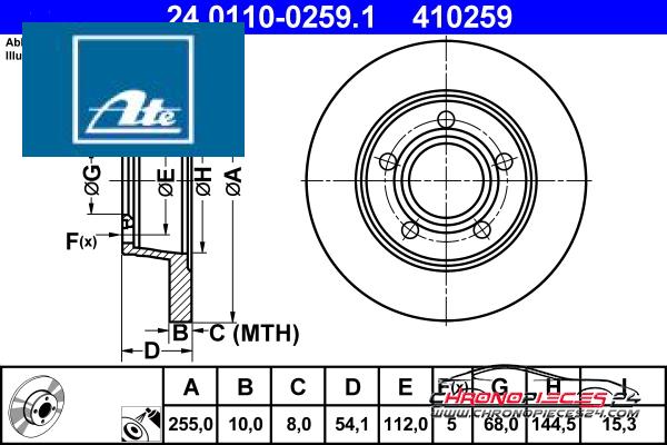 Achat de ATE 24.0110-0259.1 Disque de frein pas chères