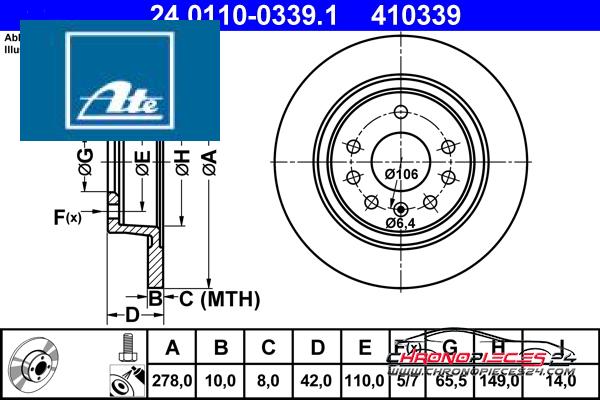 Achat de ATE 24.0110-0339.1 Disque de frein pas chères