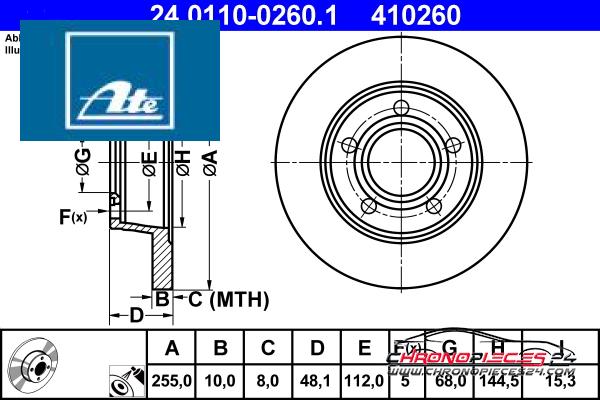 Achat de ATE 24.0110-0260.1 Disque de frein pas chères