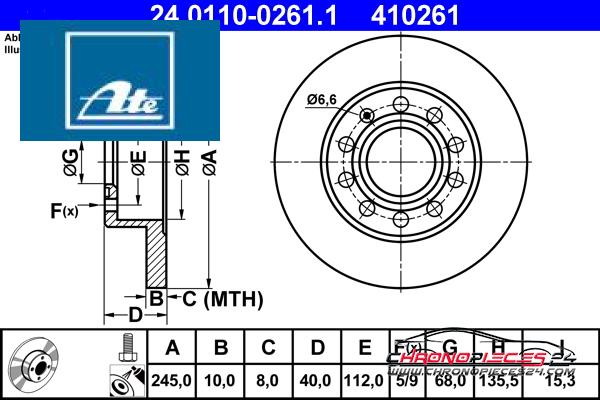 Achat de ATE 24.0110-0261.1 Disque de frein pas chères