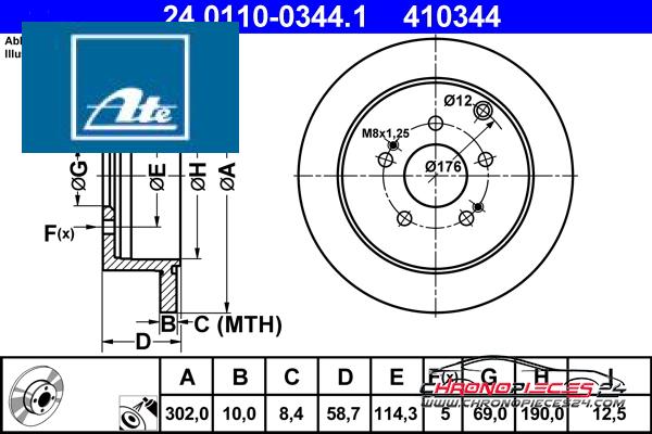 Achat de ATE 24.0110-0344.1 Disque de frein pas chères