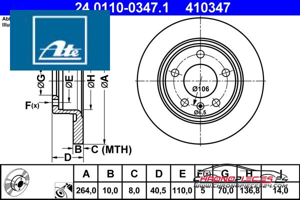 Achat de ATE 24.0110-0347.1 Disque de frein pas chères