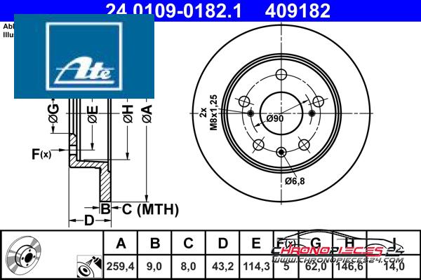 Achat de ATE 24.0109-0182.1 Disque de frein pas chères