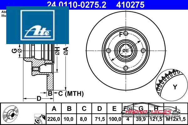 Achat de ATE 24.0110-0275.2 Disque de frein pas chères