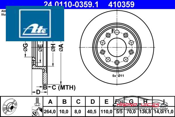 Achat de ATE 24.0110-0359.1 Disque de frein pas chères