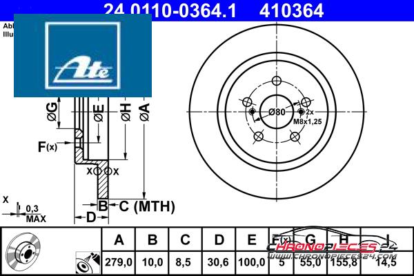 Achat de ATE 24.0110-0364.1 Disque de frein pas chères