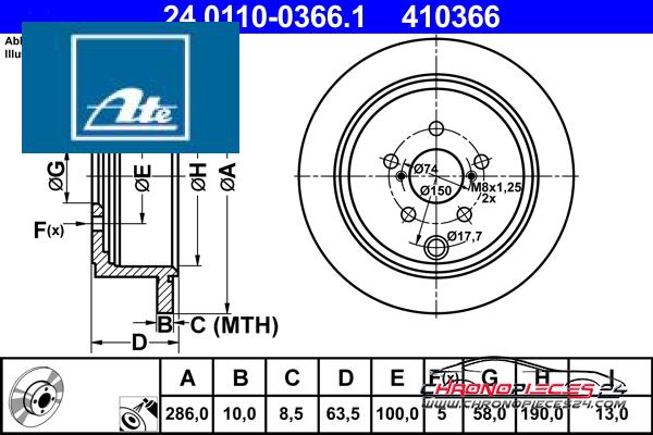 Achat de ATE 24.0110-0366.1 Disque de frein pas chères