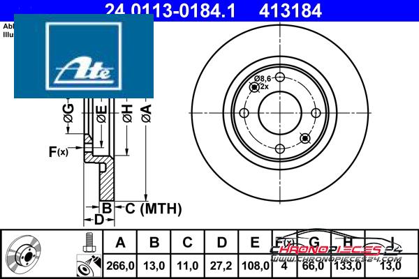 Achat de ATE 24.0113-0184.1 Disque de frein pas chères