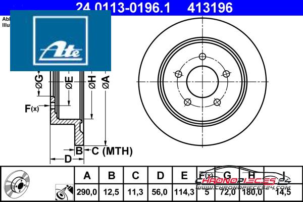 Achat de ATE 24.0113-0196.1 Disque de frein pas chères