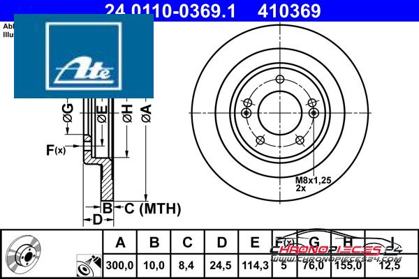 Achat de ATE 24.0110-0369.1 Disque de frein pas chères